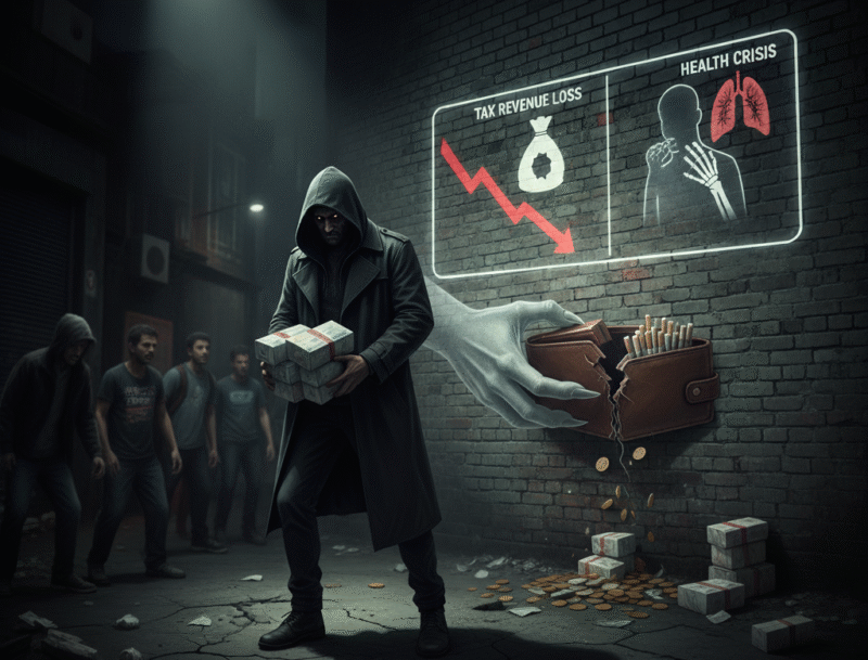 Ilustrasi AI: Peredaran rokok ilegal atau produk tanpa cukai resmi, terus menjadi masalah pelik yang merugikan keuangan negara sekaligus mengancam nyawa masyarakat.