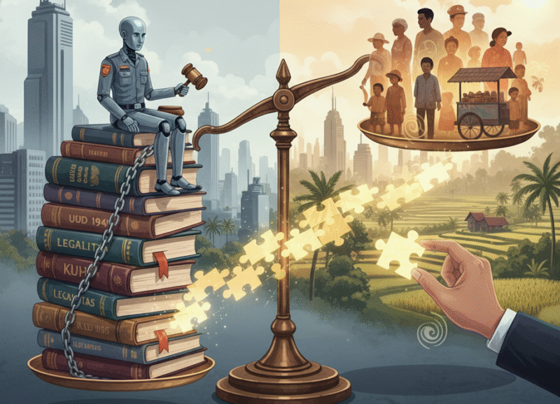 Ilustrasi: Dilema Hukum Positif vs Realitas Sosial, Menggali Esensi Hukum Progresif di Indonesia
