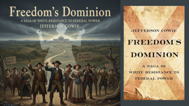 Buku Freedom’s Dominion: A Saga of White Resistance to Federal Power (2022) karya sejarawan Jefferson Cowie. Menelusuri sejarah panjang Barbour County, Alabama, sebagai miniatur pertarungan ideologis Amerika: antara kebebasan dan kekuasaan negara, antara hak individu dan keadilan sosial, antara kebanggaan kulit putih dan perjuangan hak sipil.
