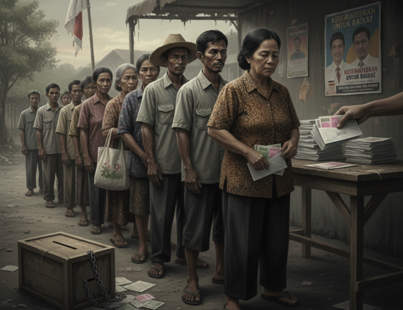 Ilustrasi: Masyarakat dan Moral Injury, Ketika Normalisasi Politik Uang Mendorong Korupsi Elit