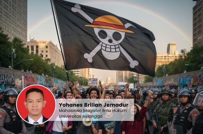 Ilustrasi: Pengibaran Bendera One Piece Manifesto Kebebasan Berekspresi. Foto: Penulis/Johanes Brilian Jemadur