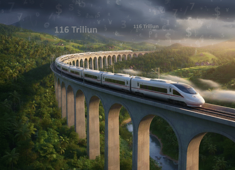 Ilustrasi: Kereta cepat Whoosh dalam beban utang. Pesiden Prabowo memastikan akan membayar dengan uang negara hasil pengembalian koruptor.