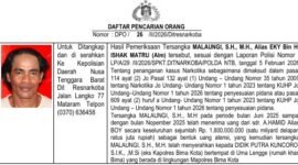 Direktorat Reserse Narkoba (Ditresnarkoba) Kepolisian Daerah Nusa Tenggara Barat (Polda NTB)  resmi mengeluarkan surat Daftar Pencarian Orang (DPO) terhadap seorang pria bernama A. Hamid alias Boy.