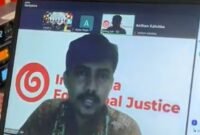 M. Aryanang Isal, S.H., M.H., Program Koordinator Bisnis Indonesia for Global Justice (IGJ), ungkap perjanjian ART ancaman bagi kedaulatan digital, industri, nelayan hingga petani lokal, dalam Diskusi Sorot Kamera Seri Ke-15. Acara yang bertajuk membedah kritis perjanjian ART tersebut diselenggarakan oleh Fakultas Hukum, Ilmu Sosial, dan Ilmu Politik Universitas Mataram (FHISIP Unram) pada Jumat (6/3/2026).