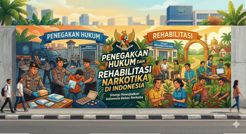 Ilustrasi : Penegakan Hukum dan Rehabilitasi Narkotika di Indonesia
