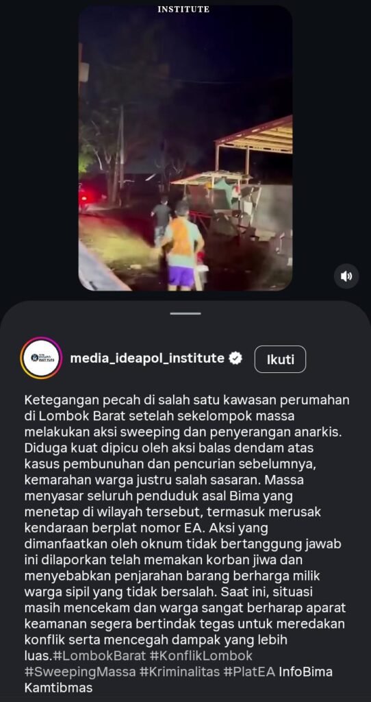 Tangkapan layar Hoaks Penyerangan Keluarga Korban Main Hakim Sendiri di Lombok