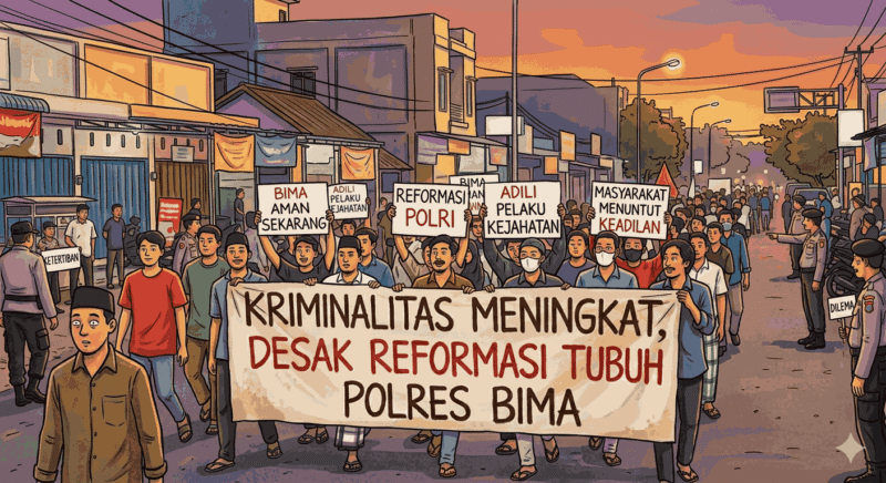 Ilustrasi : Kriminalitas Meningkat, Mahasiswa Desak Reformasi  Tubuh Polres Bima