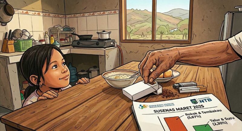 Konsumsi Rokok di NTB Geser Anggaran Protein, Berada di Posisi Tiga Besar Pengeluaran Warga. Ilustrasi: Gemini AI