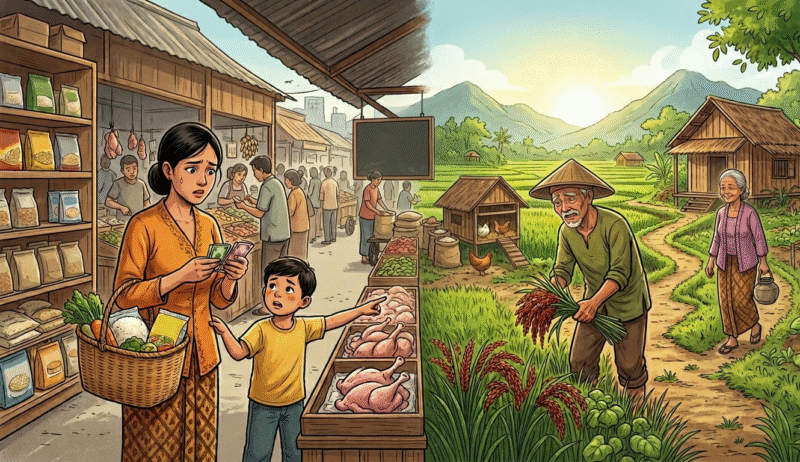 Pola Konsumsi Bergeser akibat Inflasi, Ketahanan Pangan Perdesaan NTB di Bawah Perkotaan. Gambar: Ilustrasi Gemini AI