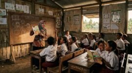Tren Pendidikan Penduduk Miskin di NTB, Dominasi Lulusan SD dan SMP. Ilustrasi: Gemini AI