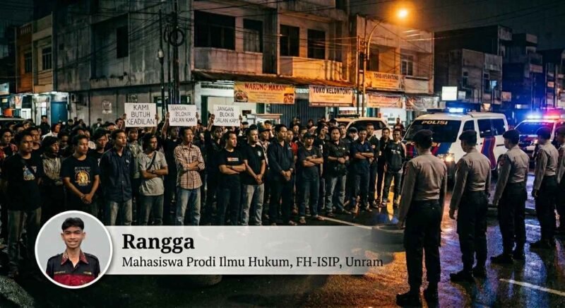 Ketika Jalan Diblokir, Kepercayaan Publik Terhadap APH Dipertaruhkan. Foto: Ilustrasi Gemini AI