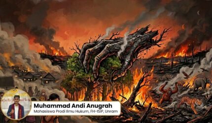 Kejahatan Ekologis, Membedah Tragedi KARHUTLA dan Moral Hukum Lingkungan Indonesia. Ilustrasi : Gemini.AI